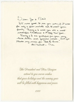 Ronald Reagan Handwritten and Signed  Christmas 1988 Card and Signed Letter